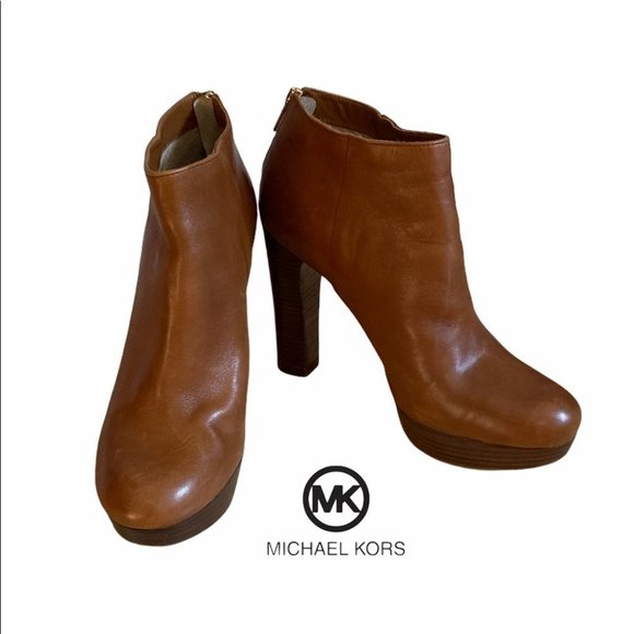 Michael Kors Shoes - Michael Kors Lesly Booties Luggage Tan Boots 9